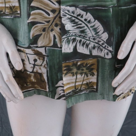 Vintage Hawaiian Shirt - Turtle and Tribal Pattern Paradise Style - Men's Large - Picture 5 of 12